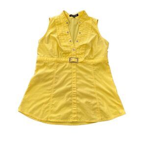 Express Design Studio Women Yellow Sleeveless Blouse Small